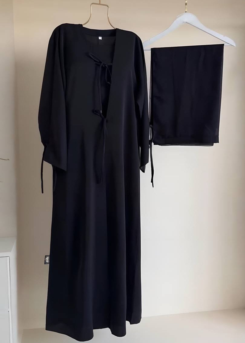 SAFA BOW STYLE DS ABAYA | BLACK