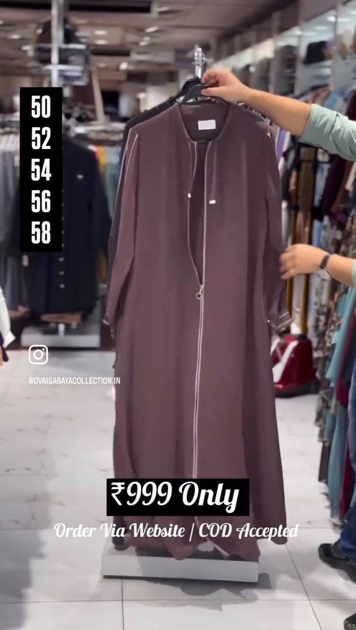 Zeba Front Open Beautifull Zipper Abaya DUSTY PINK ( Limited - Collection )