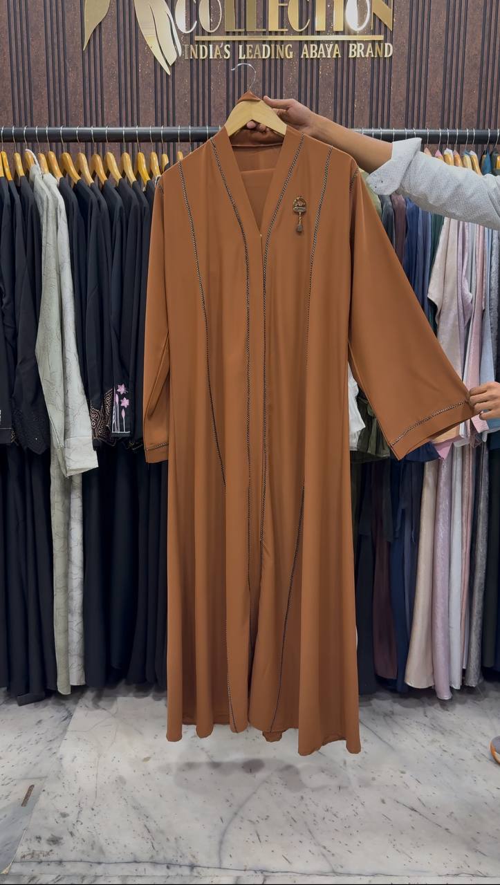 SUBIE FRONT OPEN ABAYA | COPPER
