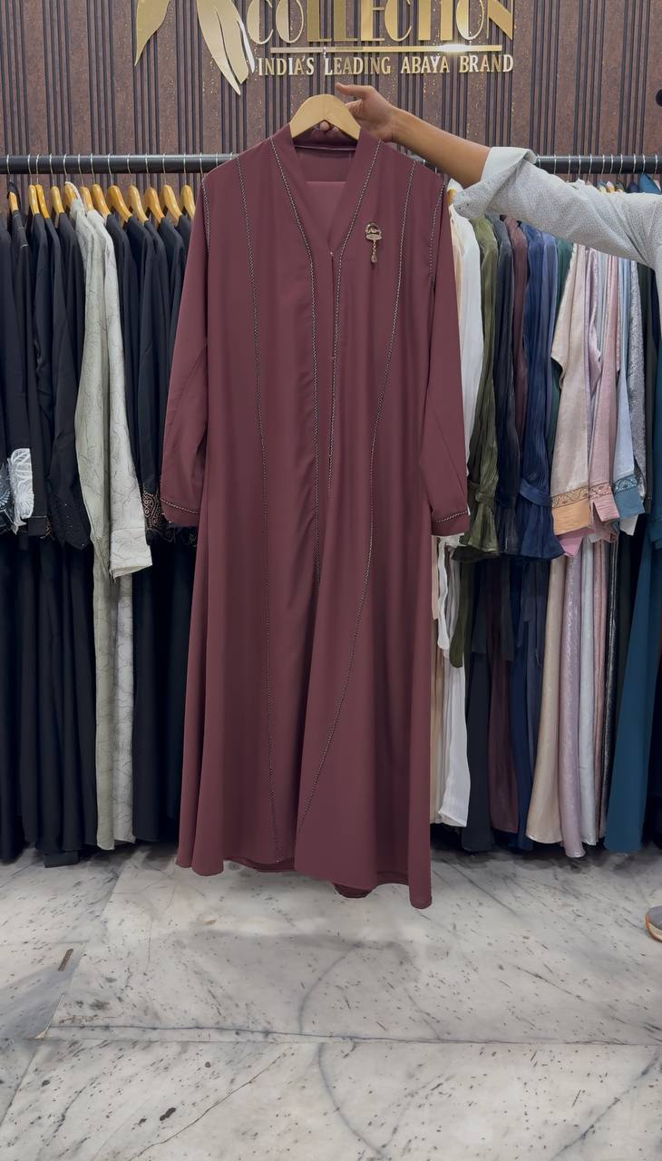 SUBIE FRONT OPEN ABAYA | DUSTY PINK
