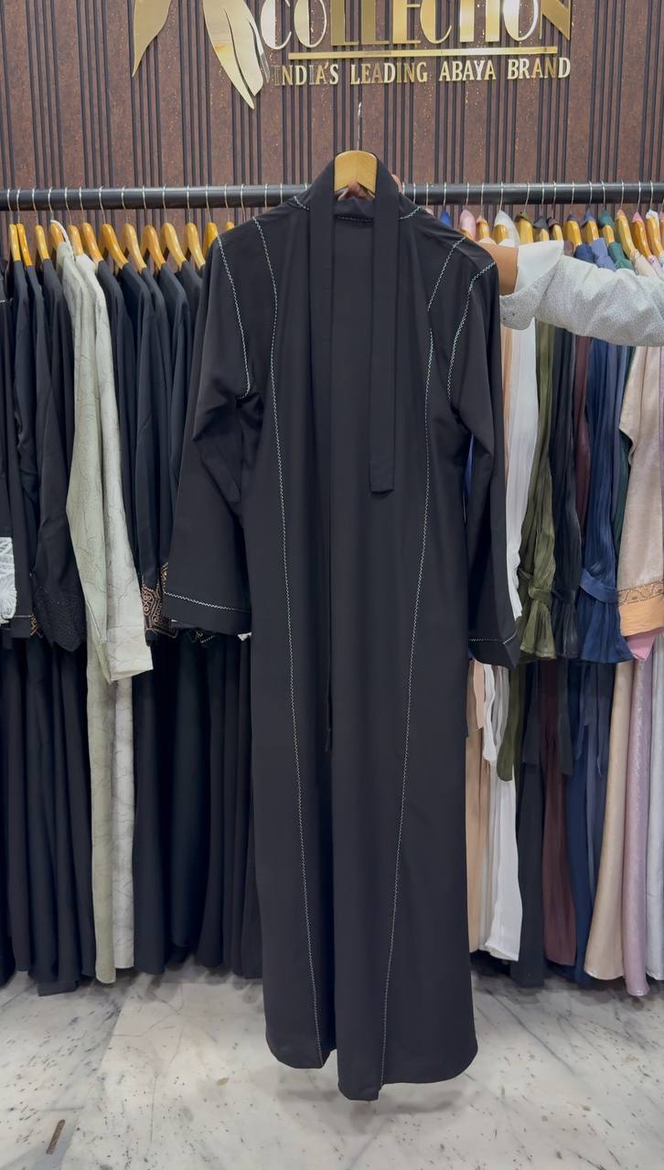 SUBIE FRONT OPEN ABAYA | BLACK