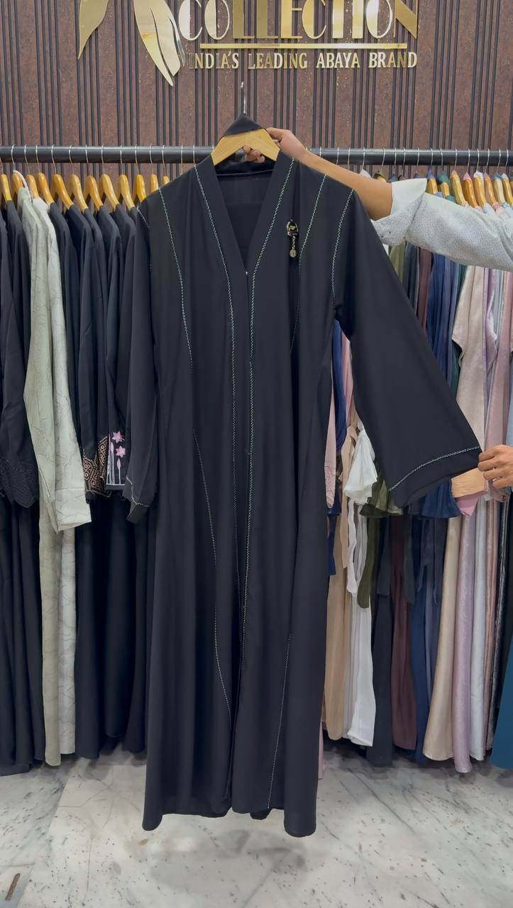 SUBIE FRONT OPEN ABAYA | BLACK