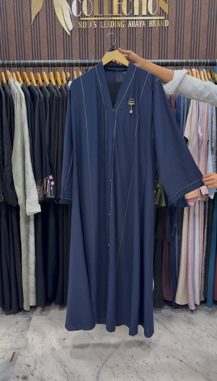 SUBIE FRONT OPEN ABAYA | NAVY BLUE