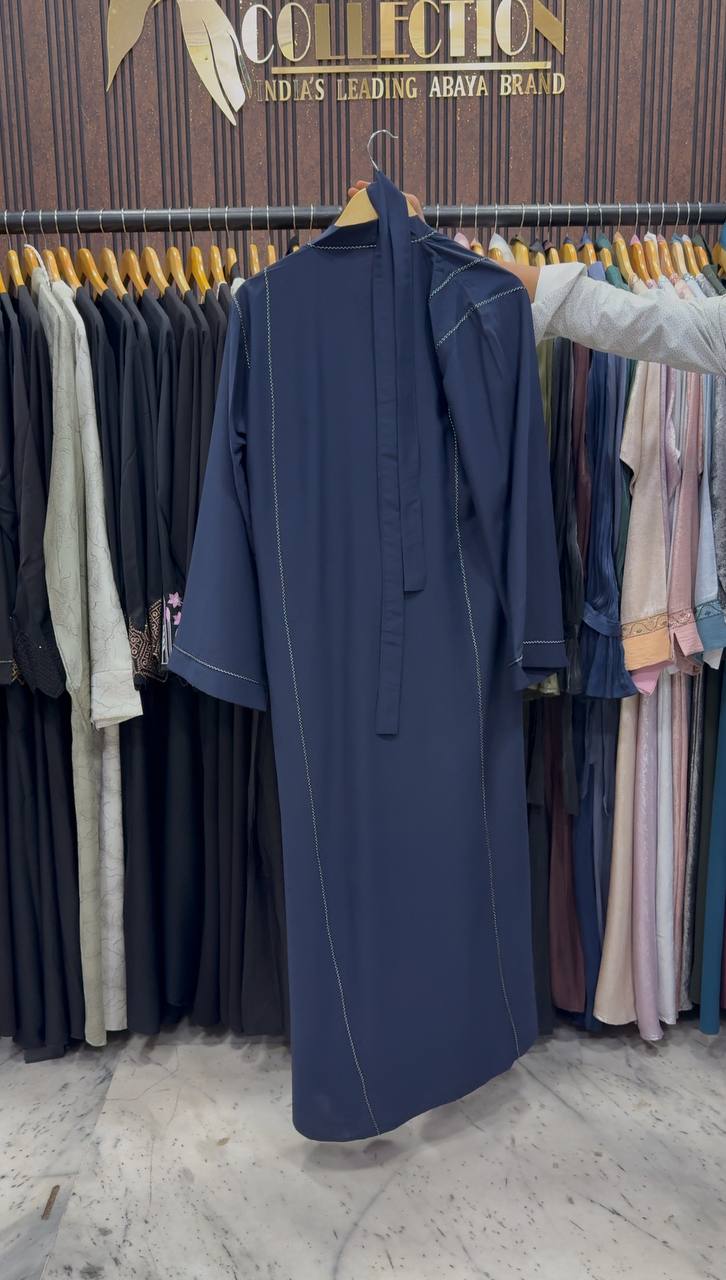 SUBIE FRONT OPEN ABAYA | NAVY BLUE