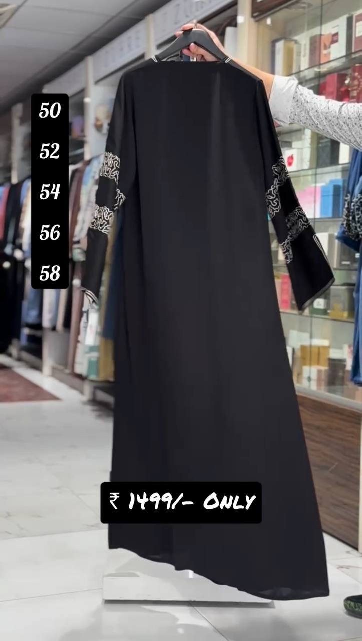 Inara Handwork White Pipin Abaya - BLACK ( NEW COLLECTION )