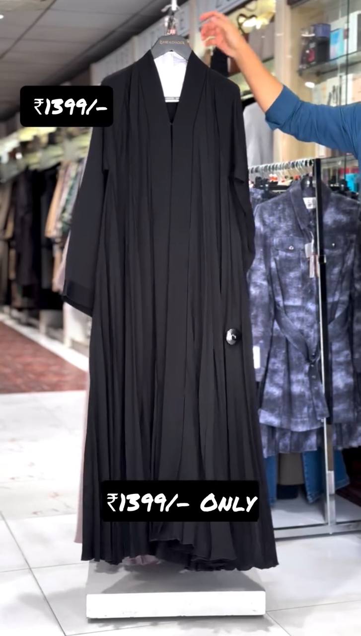 LIYANA FRONT OPEN ABAYA | BLACK