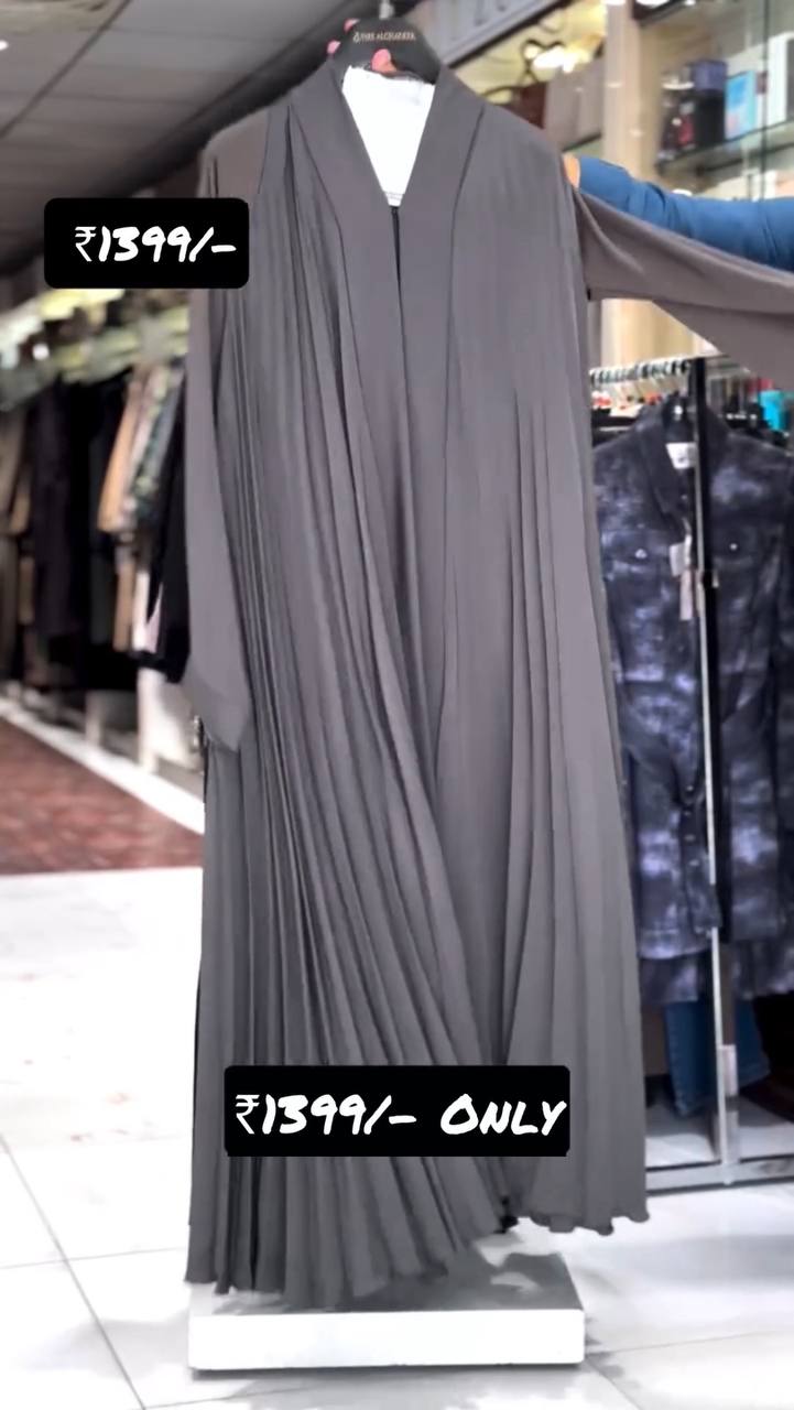 LIYANA FRONT OPEN ABAYA | GRAY