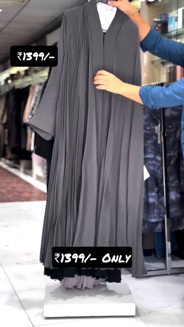 LIYANA FRONT OPEN ABAYA | GRAY