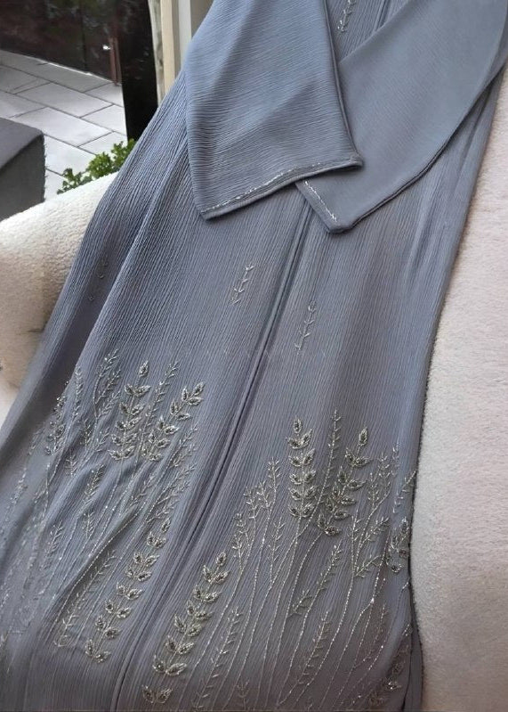 ZUNEHRA HANDWORK ABAYA | SAND GRAY
