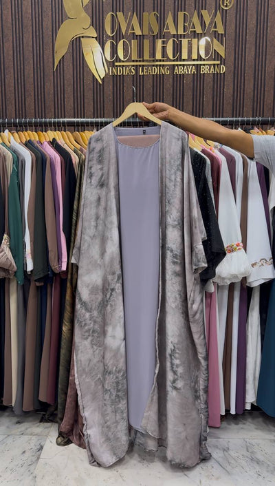 SABAH DOUBLE SHRUG SHADED ABAYA | SAND GRAY