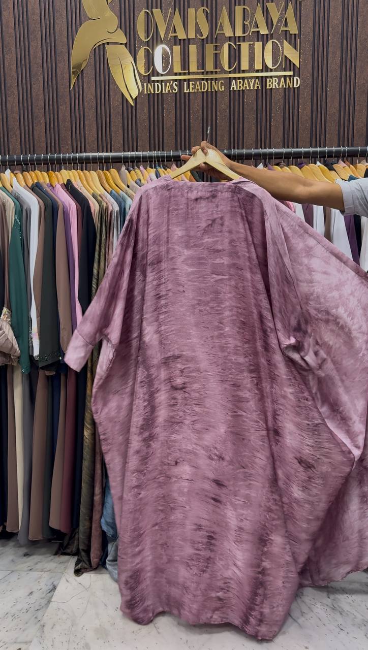 Sabah Double Shrug Smoke Shaded Abaya - PINK