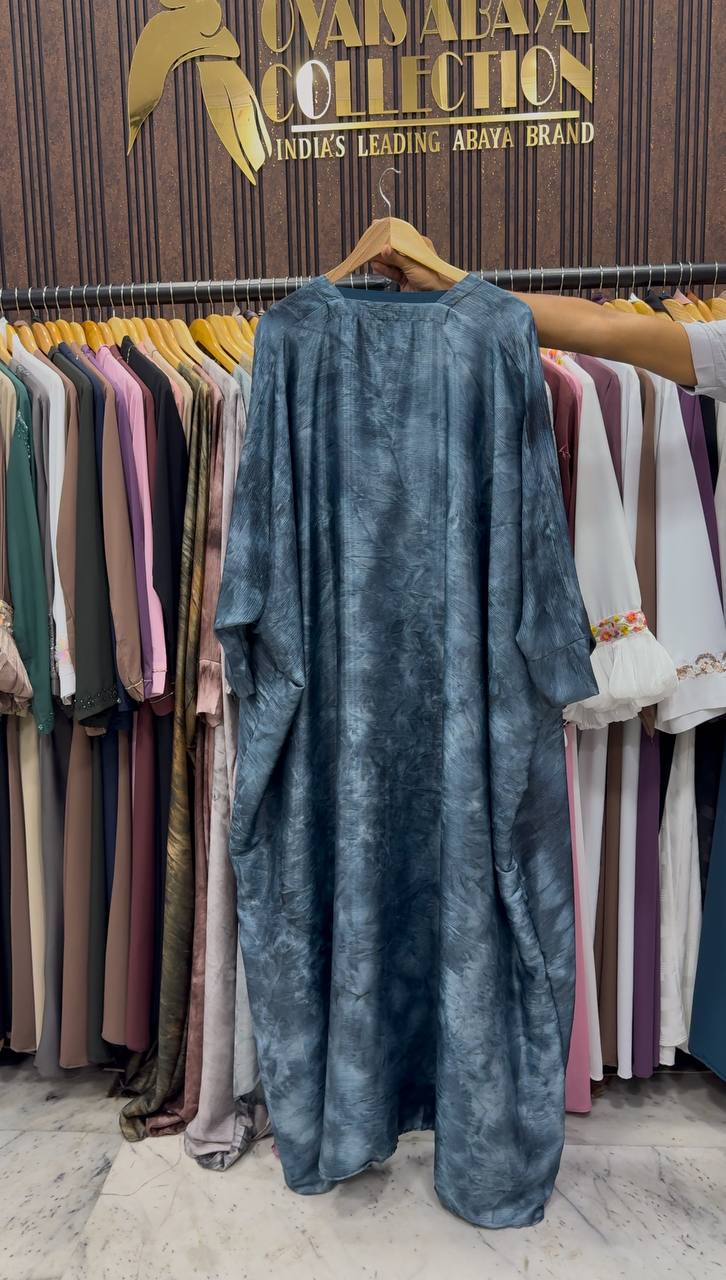 Sabah Double Shrug Smoke Shaded Abaya - TEAL