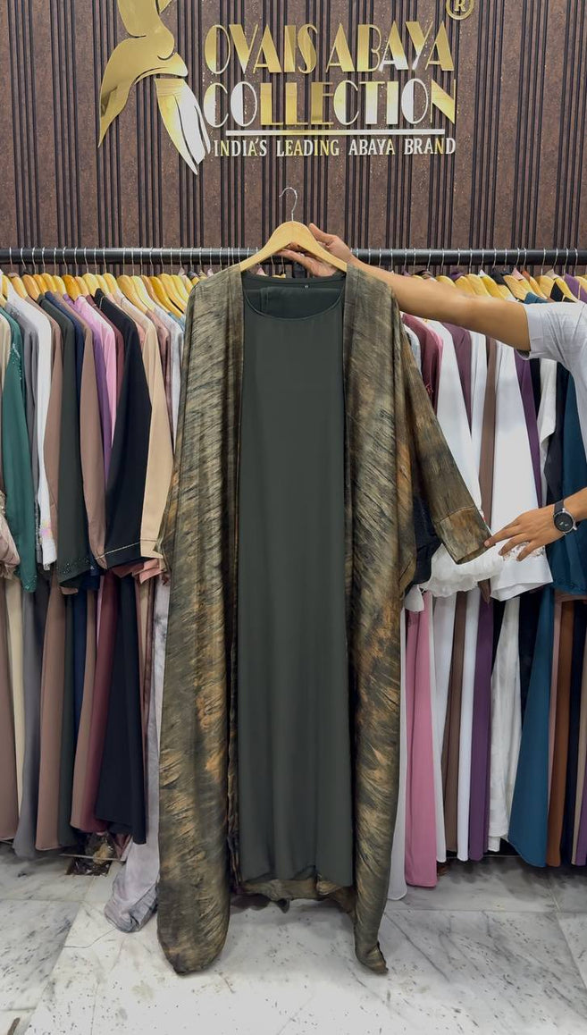 SABAH DOUBLE SHRUG SHADED ABAYA | OLIVE