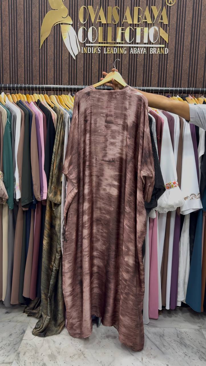 Sabah Double Shrug Smoke Shaded Abaya - DUSTY PINK