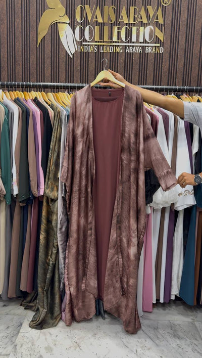 SABAH DOUBLE SHRUG SHADED ABAYA | DUSTY PINK