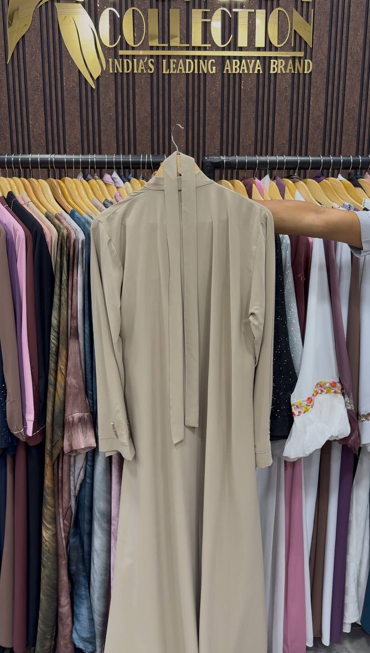 Tazeen Front Open Elegant Abaya - NUDE