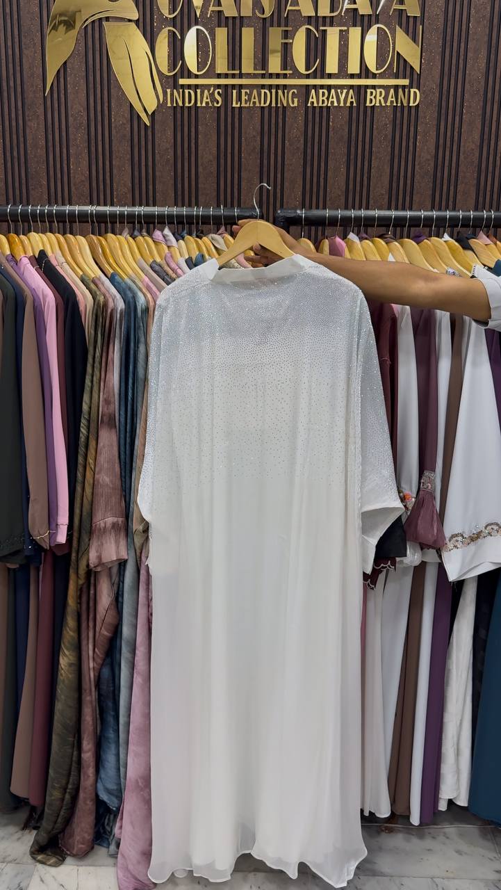 HUMAIRAH DOUBLE SHRUG ABAYA | WHITE