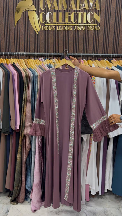 HEER ORGANZA SLEEVE ABAYA | DUSTY PINK