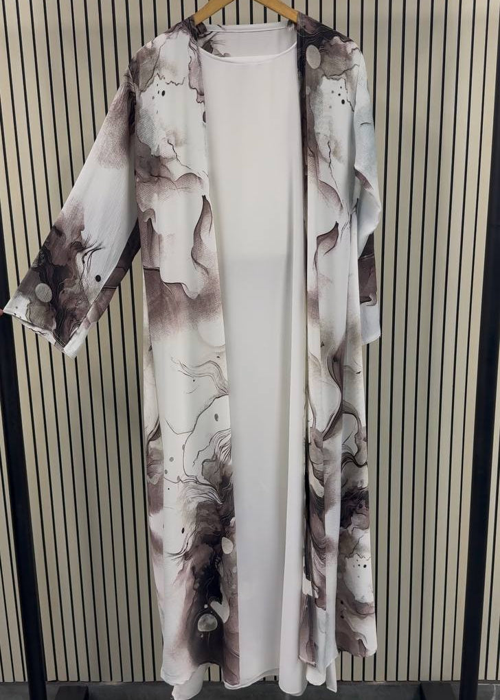 SHIREEN DOUBLE SHRUG ABAYA | COFFEE