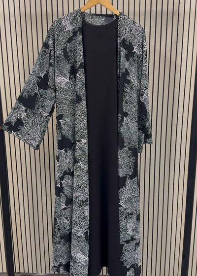 SHIREEN DOUBLE SHRUG ABAYA | BLACK