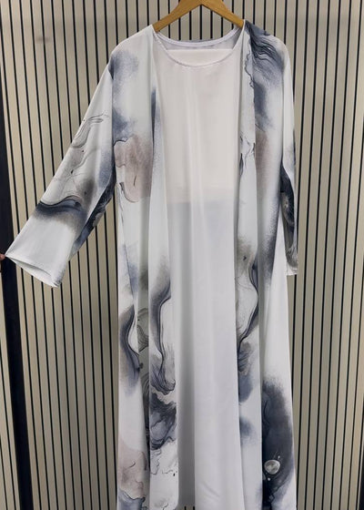 SHIREEN DOUBLE SHRUG ABAYA | GRAY