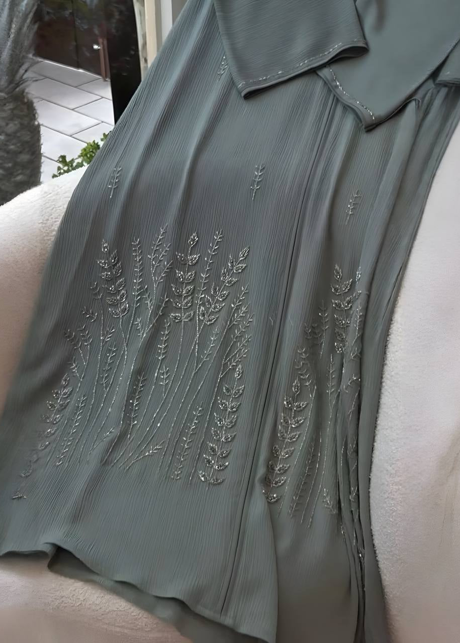 ZUNEHRA HANDWORK ABAYA | SEA GREEN