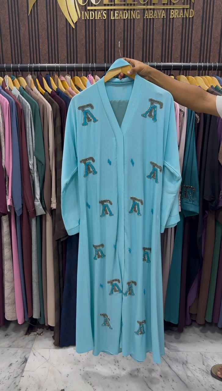 LV STYLE HANDWORK ABAYA | SKY BLUE