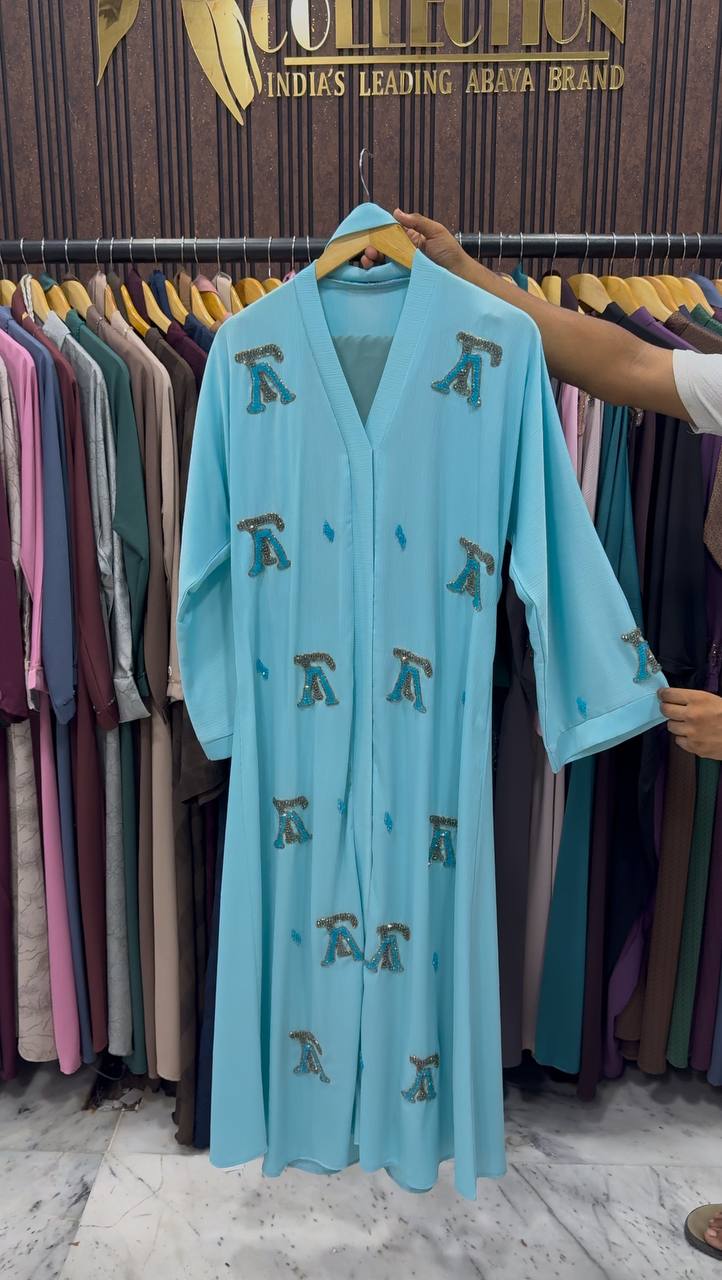 LV STYLE HANDWORK ABAYA | SKY BLUE