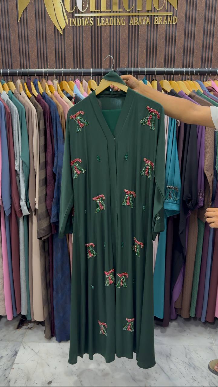 LV STYLE HANDWORK ABAYA | GREEN