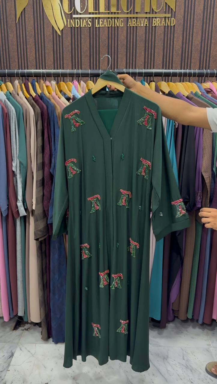 LV STYLE HANDWORK ABAYA | GREEN