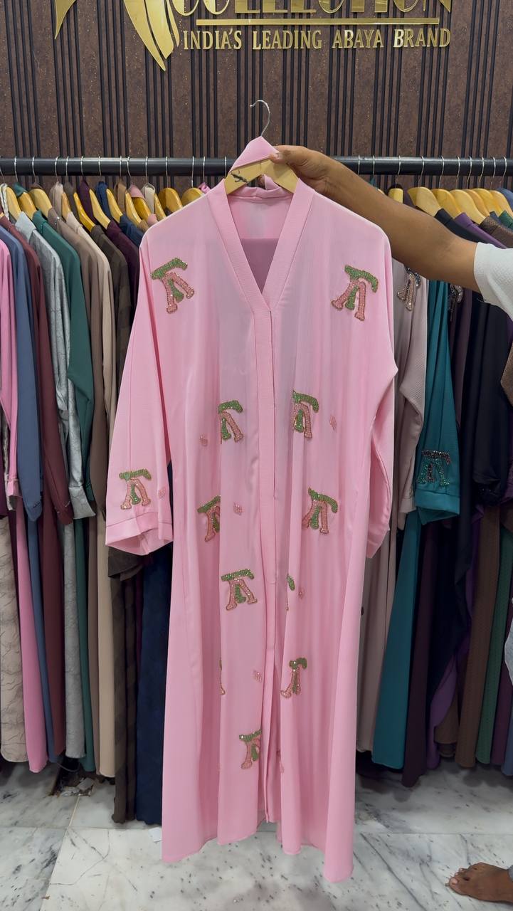 LV STYLE HANDWORK ABAYA | LITE PINK