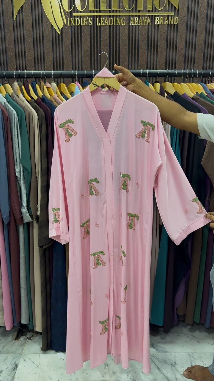 LV STYLE HANDWORK ABAYA | LITE PINK