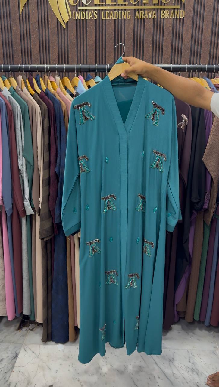 LV STYLE HANDWORK ABAYA | TEAL