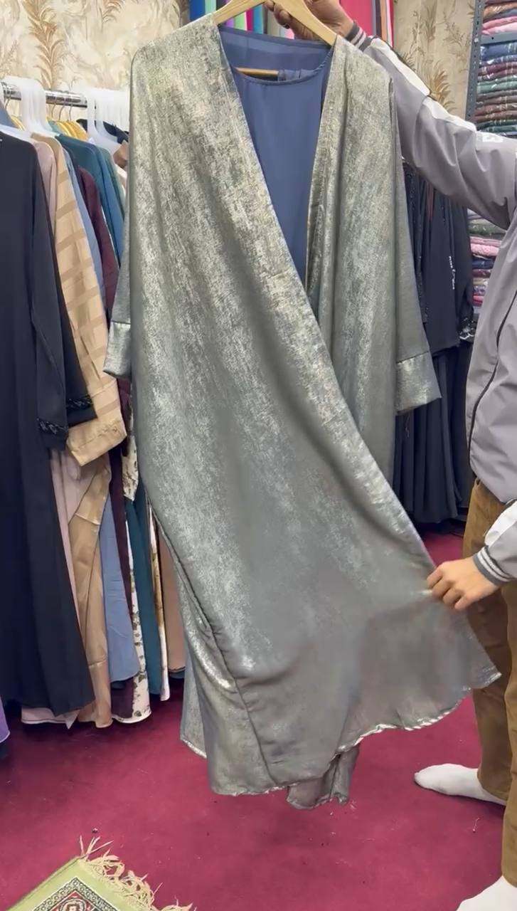 AL-HURIYA DXB DOUBLE SHRUG KOREAN ABAYA ( LITE GRAY )