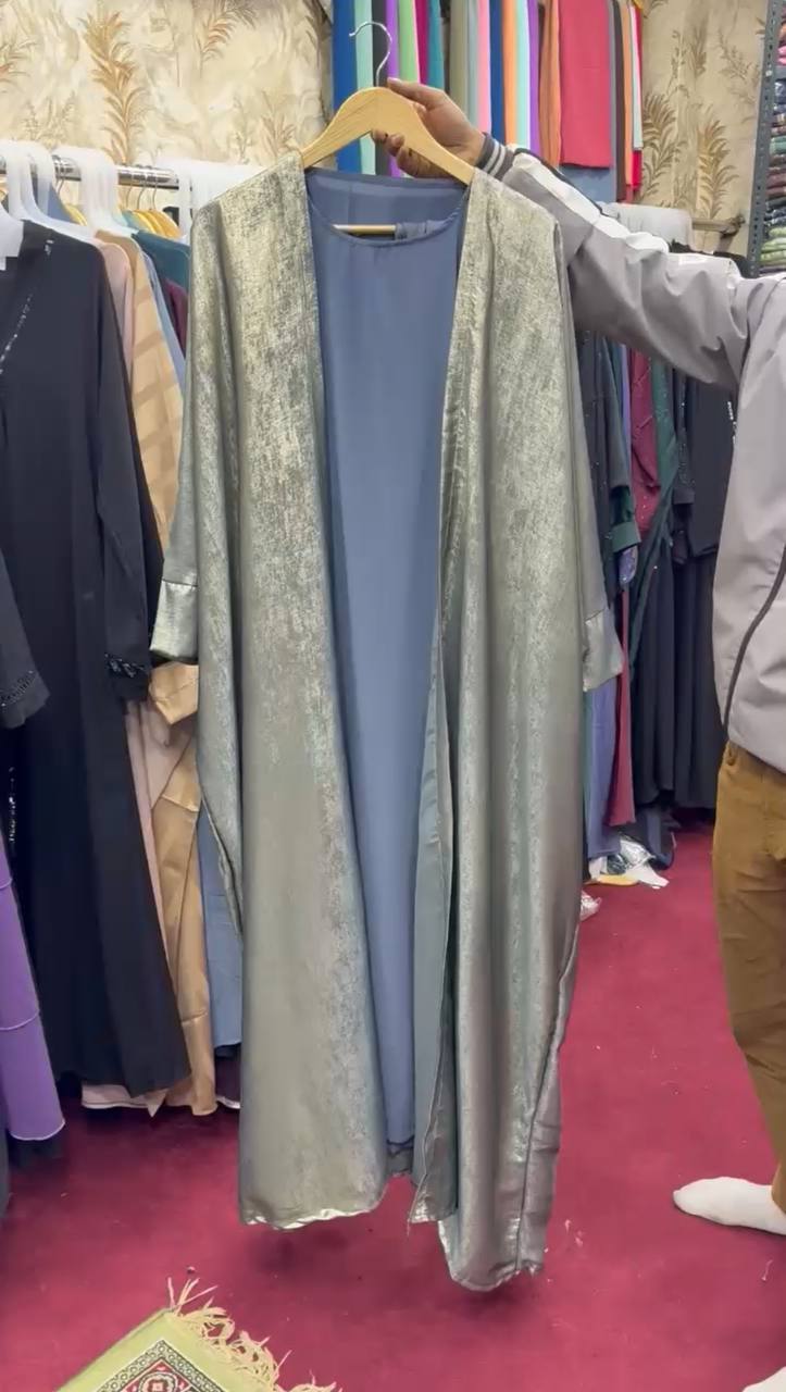 AL-HURIYA DXB DOUBLE SHRUG KOREAN ABAYA ( LITE GRAY )