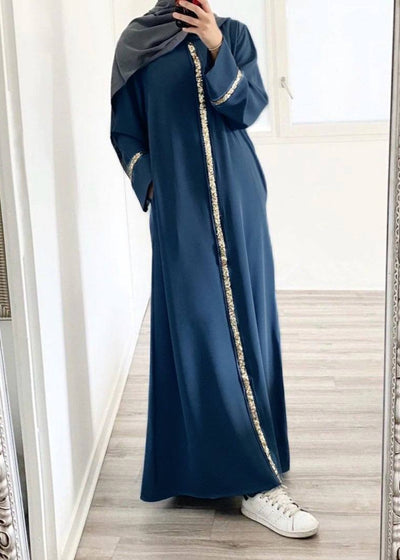LAIBA STONE LACE ABAYA | NAVY BLUE