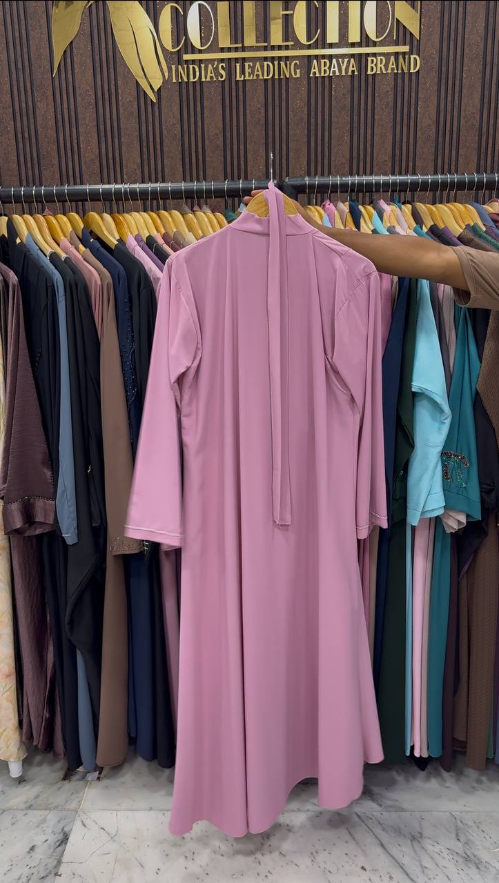 FABIHA FRONT OPEN ABAYA | PINK