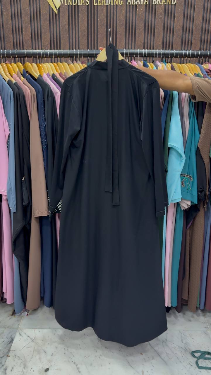 FABIHA FRONT OPEN ABAYA | BLACK