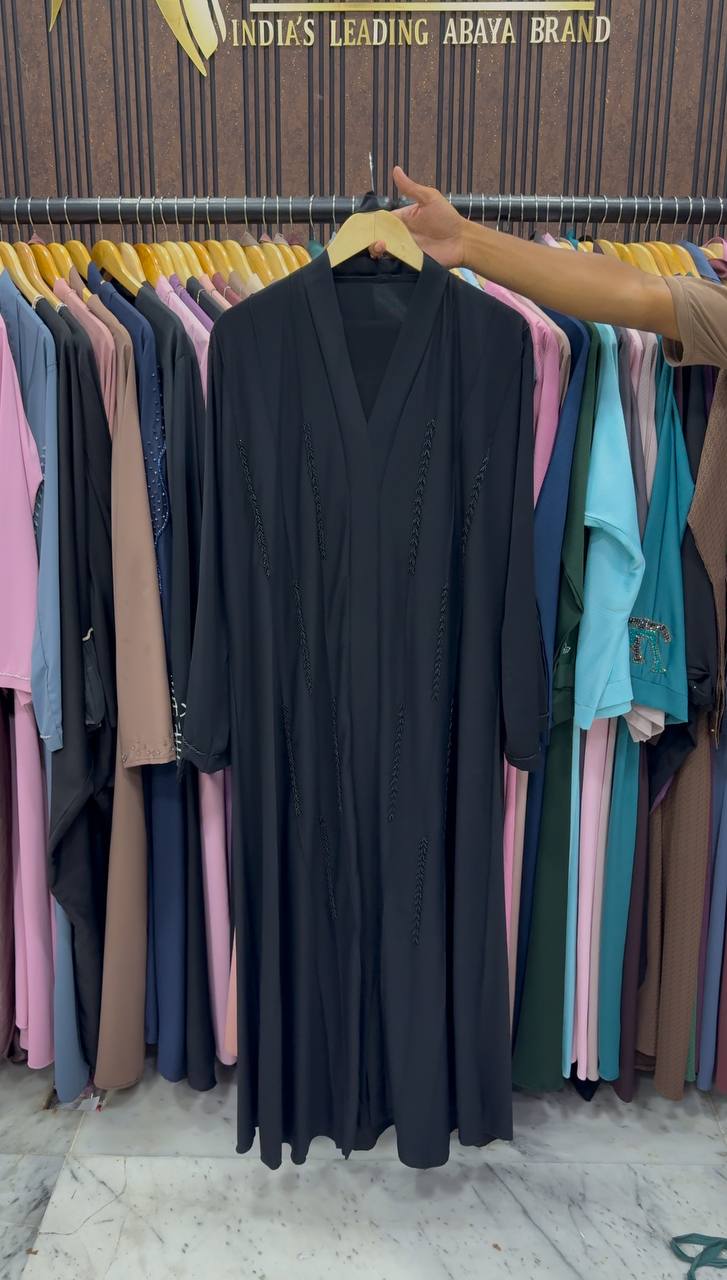 FABIHA FRONT OPEN ABAYA | BLACK