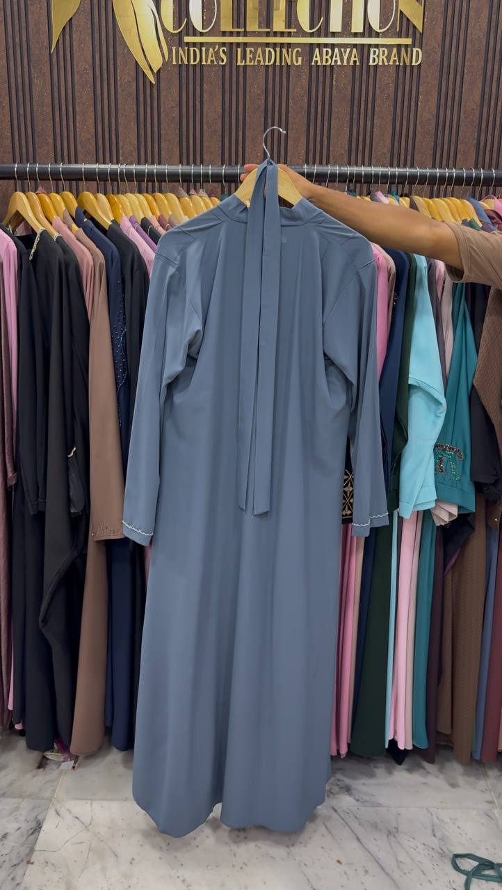 FABIHA FRONT OPEN ABAYA | GRAY