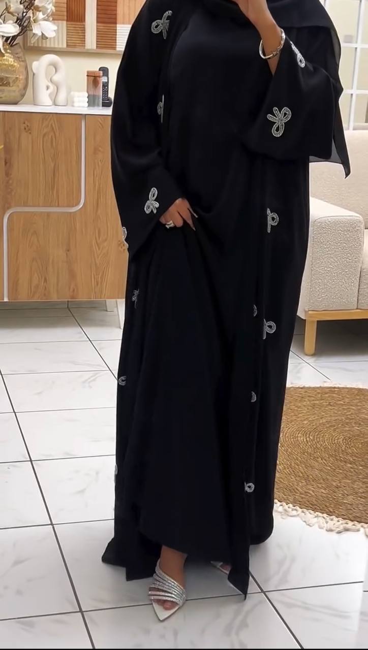 REHBAR DOUBLE SHRUG ABAYA | BLACK