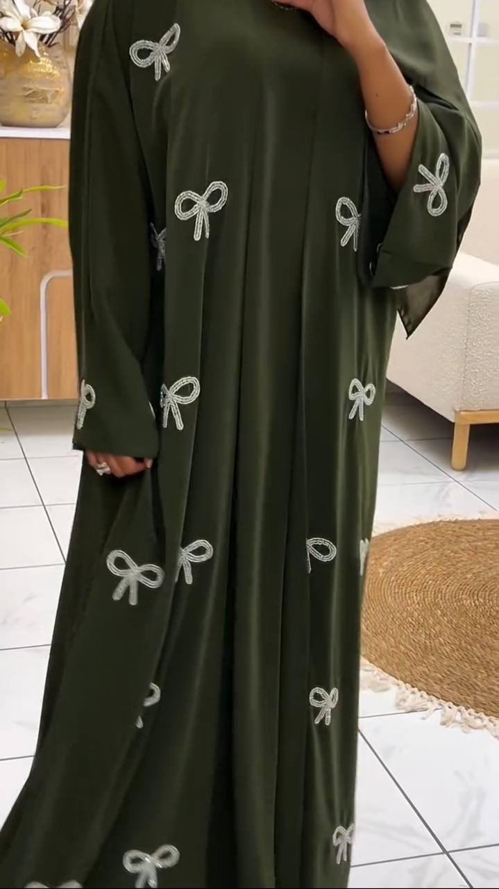 REHBAR DOUBLE SHRUG ABAYA | OLIVE