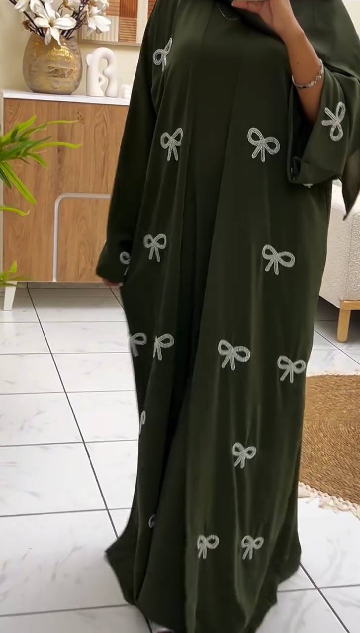 REHBAR DOUBLE SHRUG ABAYA | OLIVE
