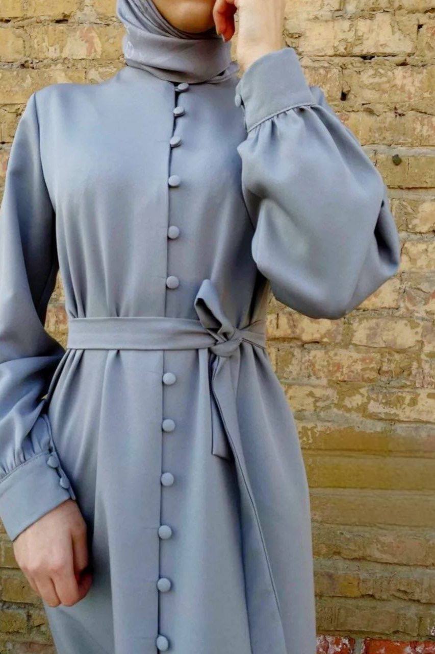 AYESHA FRONT OPEN ABAYA | GRAY