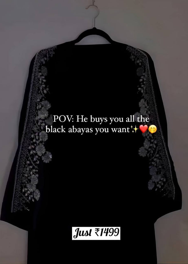 NABIHA HANDWORK ABAYA | BLACK