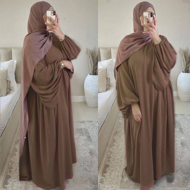 Maryam Pleated Baloon Sleeve Abaya COPPER BROWN ( New Launch )