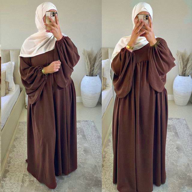 Maryam Pleated Baloon Sleeve Abaya COFFEE ( New Launch )