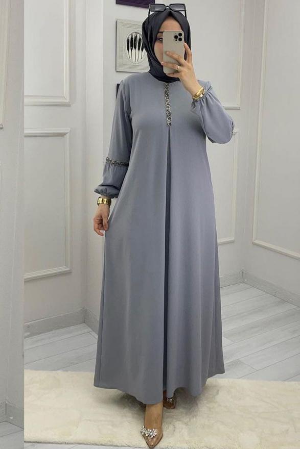 6001 - Aash Basic Abaya | LITE GRAY