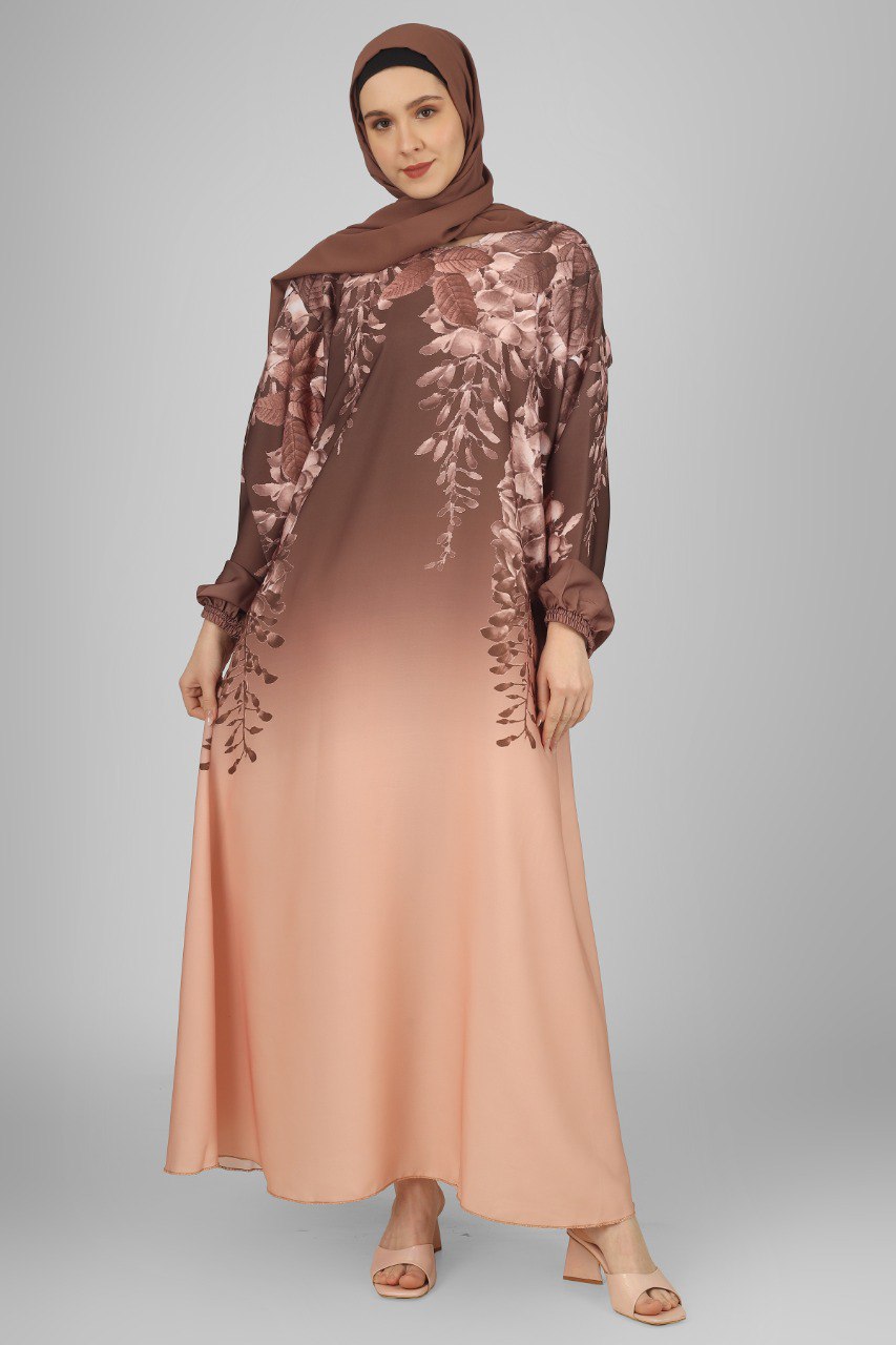 ALIZA PRINTED ABAYA | ROSE GOLD