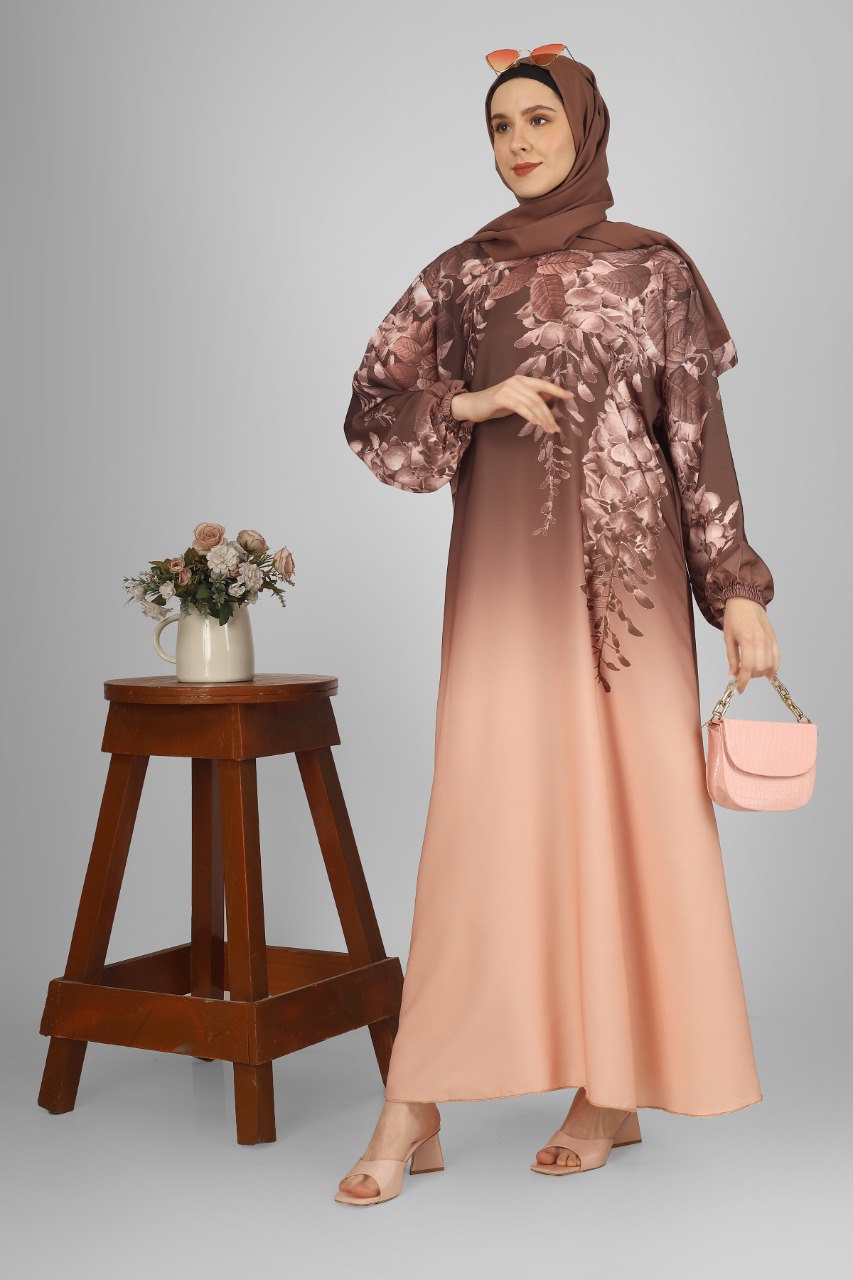 ALIZA PRINTED ABAYA | ROSE GOLD